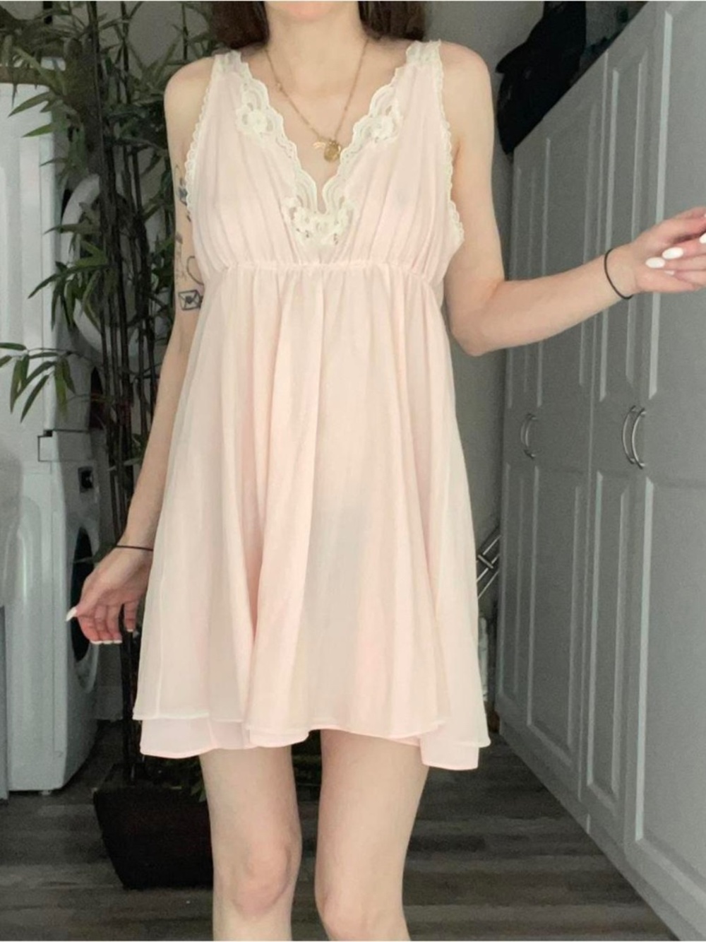 vintage light pink babydoll nighty dress
